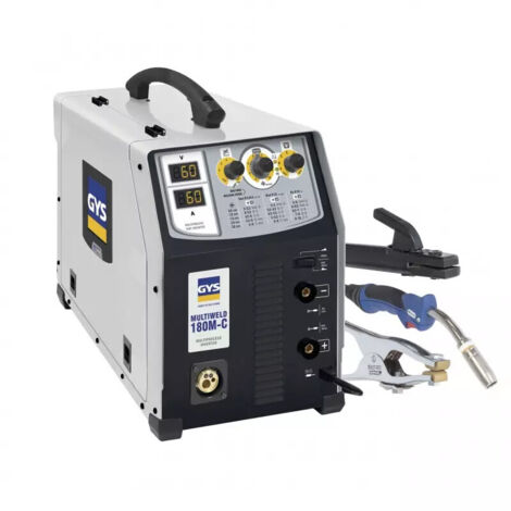 Poste à souder MIG/MAG MULTIWELD 180M-C – Soudage acier, inox, aluminium jusqu'à 3mm – Réglage 30-180A – Compact et portable (1/3)
