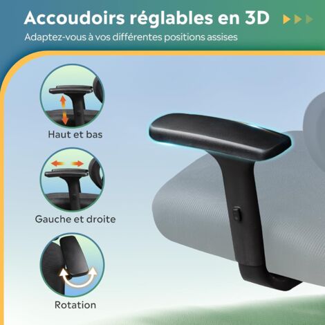 Abician Chaise Bureau Ergonomique En Similicuir Hauteur Réglable Avec Support Lombaire Dossier