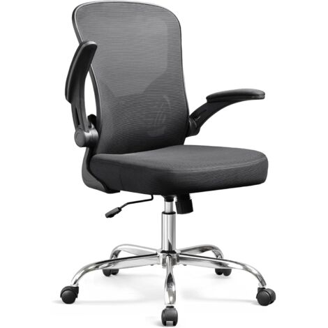 Chaise De Bureau Ergonomique DEVAISE – Dossier Maille, Soutien Lombaire Réglable, Accoudoirs Rabattables | Pour Télétravail, Bureau, Gaming | Charge Max 136 Kg - 6