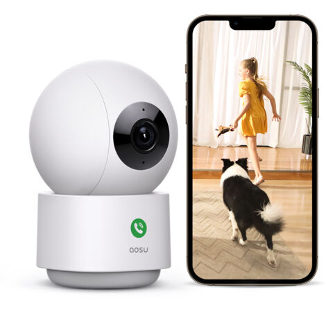 AOSU 2K Überwachungskamera Innen, 5G/2.4GHz WLAN Kamera Indoor mit Nachtsicht, 360° Heimüberwachungskamera für Ältere Kids mit Mensch/Haustiererkennung, 2-Wege-Audio, kompatibel mit Alexa