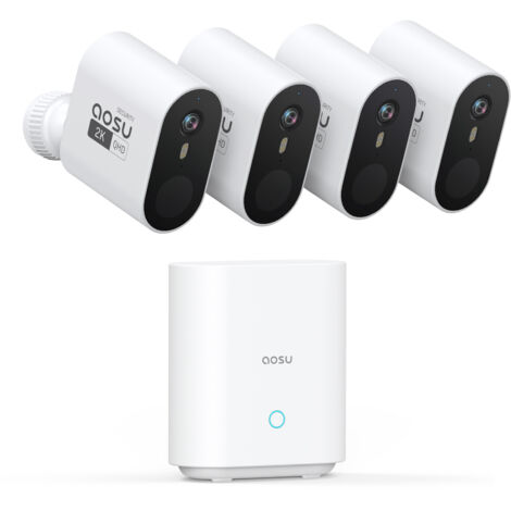 AOSU 2K Überwachungskamera Aussen Akku 240 Tage 4-Kit mit Home Station 32 GB Lokaler Speicher ohne Abo Kabellose Kamera Überwachug Aussen Bewegungssensor Licht- & Tonalarm 2-Wege-Audio Farb-Nachtsicht (1/5)