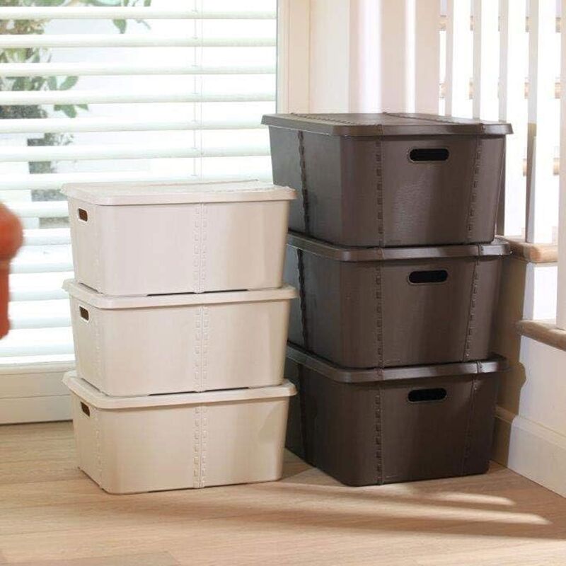 4x Life story caja almacenaje con tapa medium 25l gris anthracite