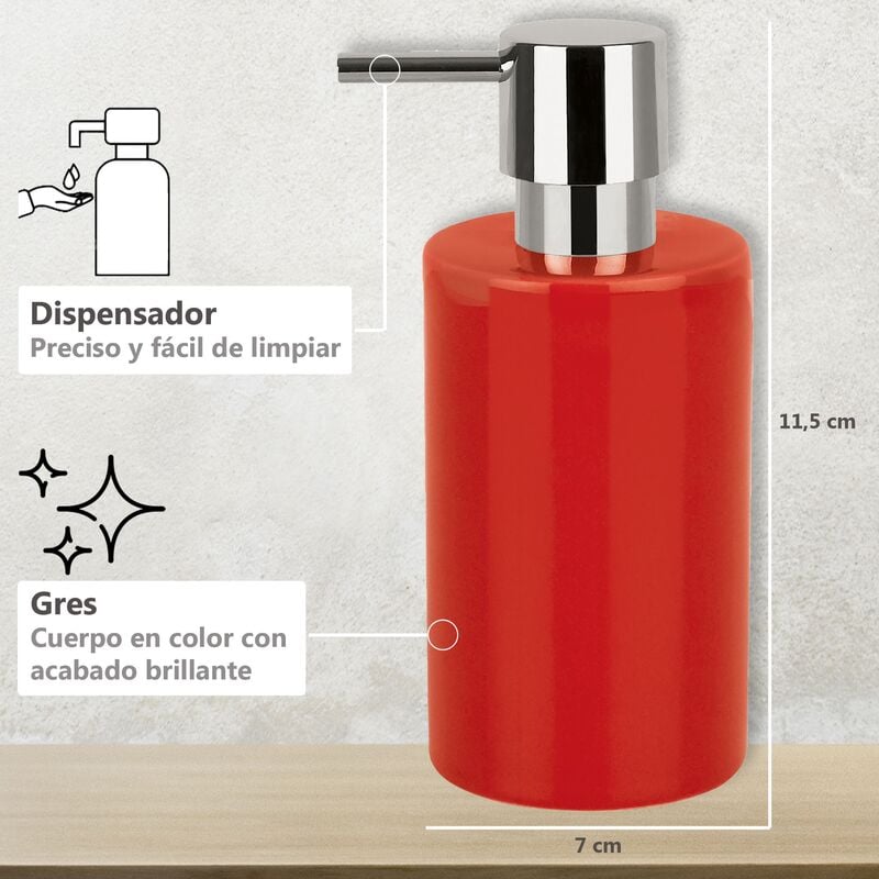 Dosificador rojo de jabón para cocina