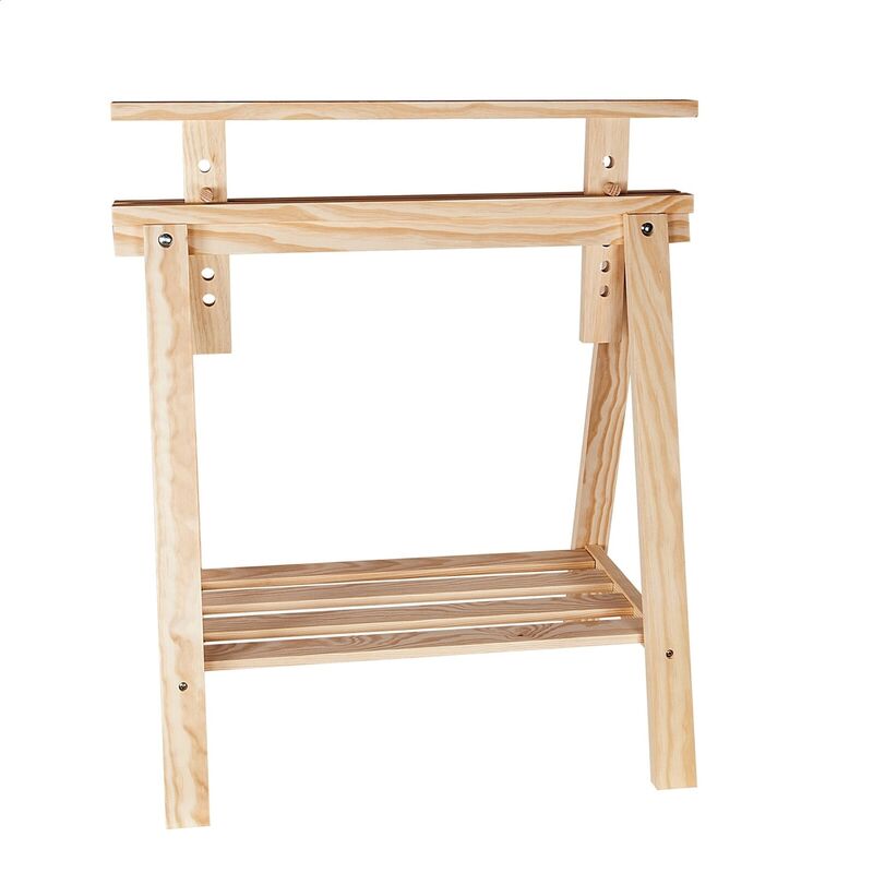 MUEBLEAR Caballete de altura regulable, sin barniz en madera de pino, natural 69x45x95 cm
