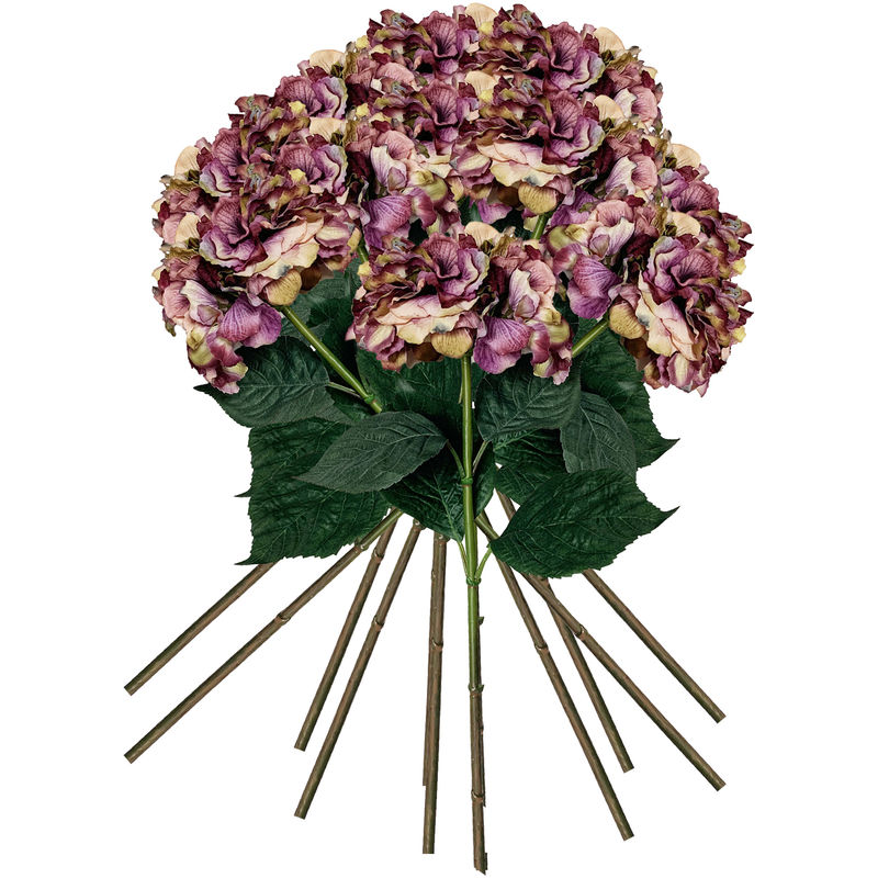 Pack de 12 ramos de hortensias con tacto natural 88 cm con flores de Ø20 cm  en color lila