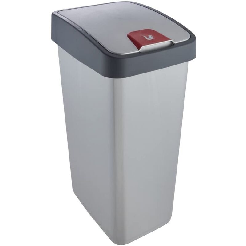 Cubo De La basura premium con tapa abatible tacto suave 45 magne plateado keeeper light 45l