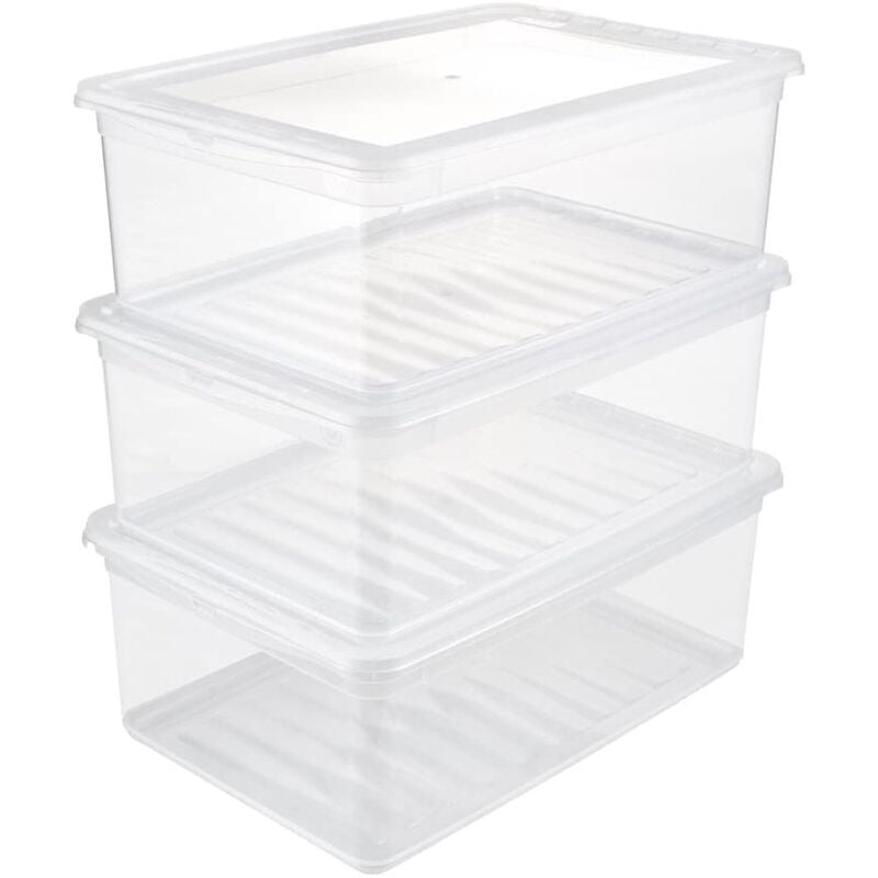 Set Cajas De almacenaje 3x11 l natural transparente 39 26.5 14 cm 39x265x14cm