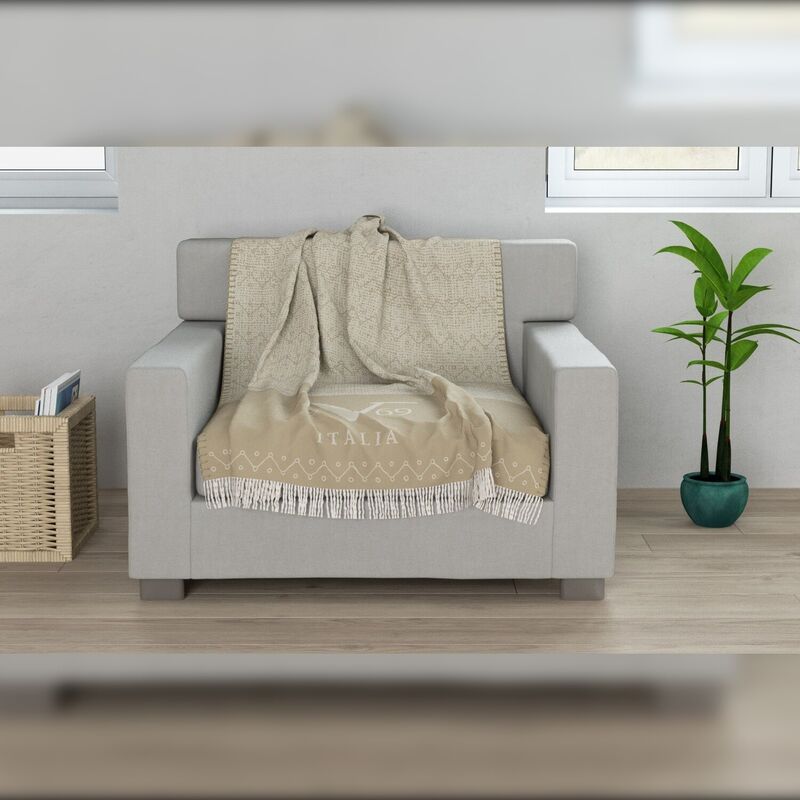 Manta para sofa 130x170 cm - mantas decorativas jacquard con flecos -  DeVilla 6480FA- Col. D- Bordeaux