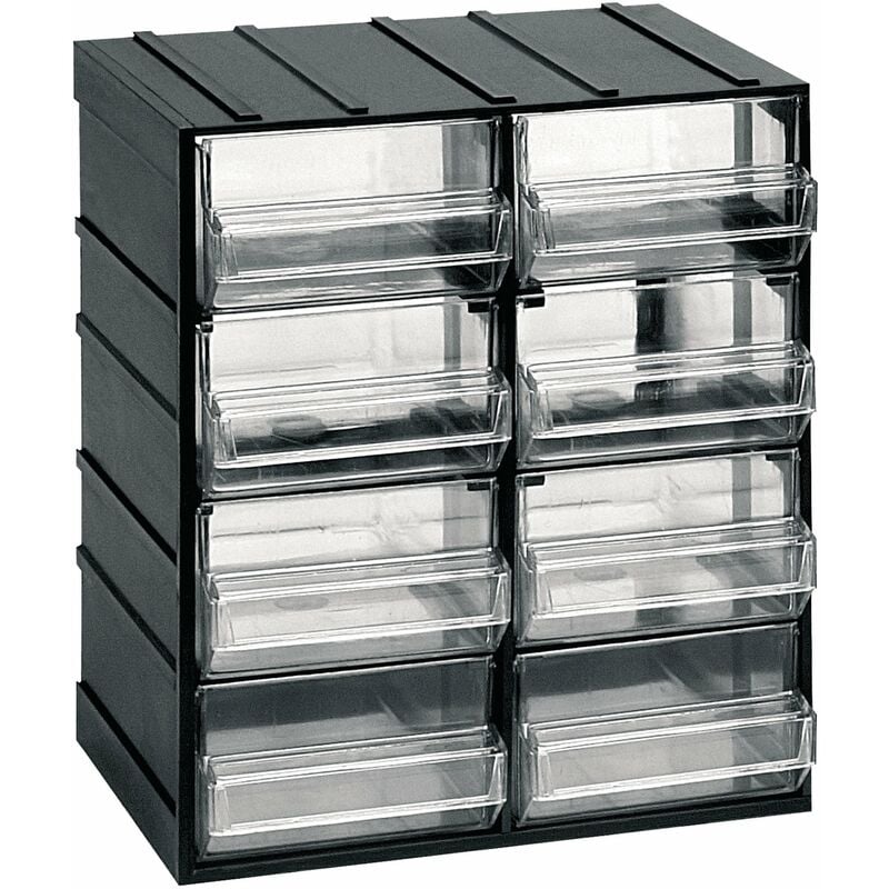 Unidad de almacenamiento modular en plástico L 192 x P 148 x H 230 mm con 8 cajones transparentes