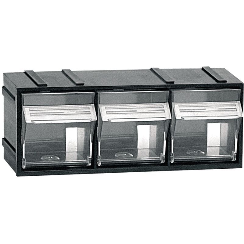 Unidad de almacenamiento modular de plástico L 192 x P 60 x H 77 mm con 3 cubos basculantes transparentes