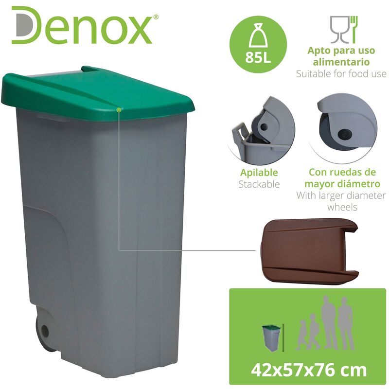 Pack reciclaje Contenedor Reciclo 85 litros cerrado c/u: 170 litros  totales, en 2 contenedores, en