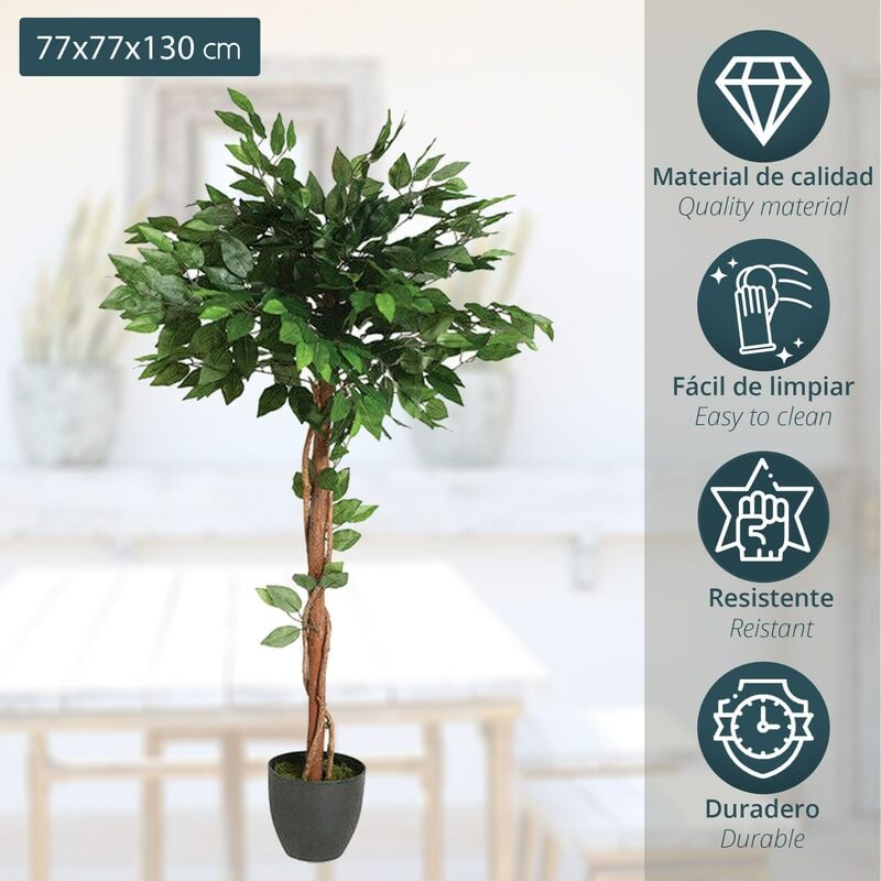 Planta ficus artificial 15 x 15 x 110 cm color verde