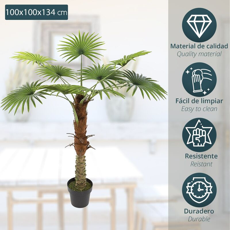 Planta artificial Palmera Kentia 120 cm en maceta de 15 cm