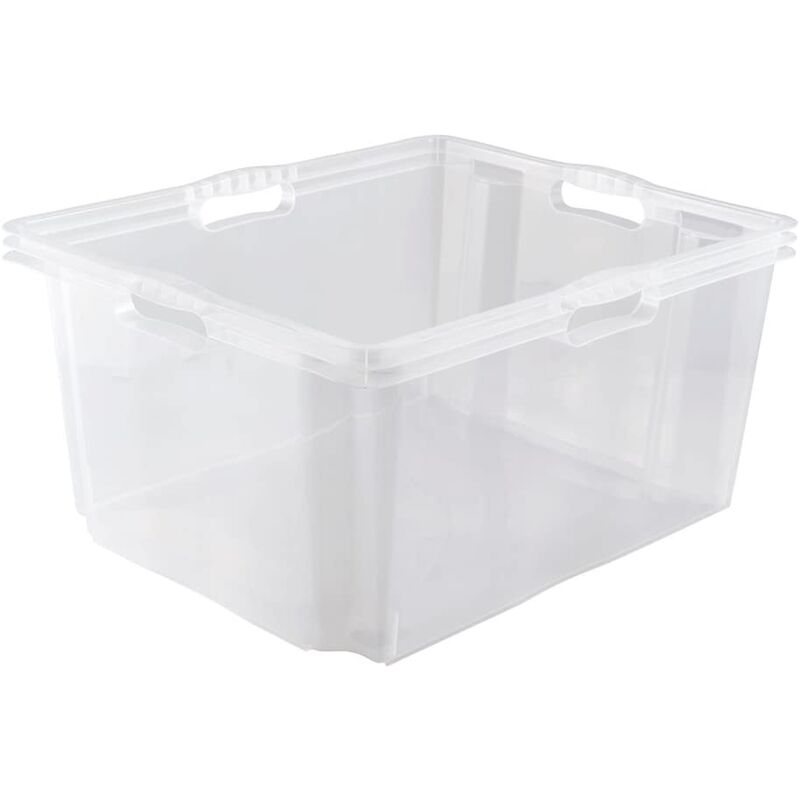 Caja de plástico para almacenaje TRANSPARENTE - 100 L (80x60x33cm) Con  ruedas
