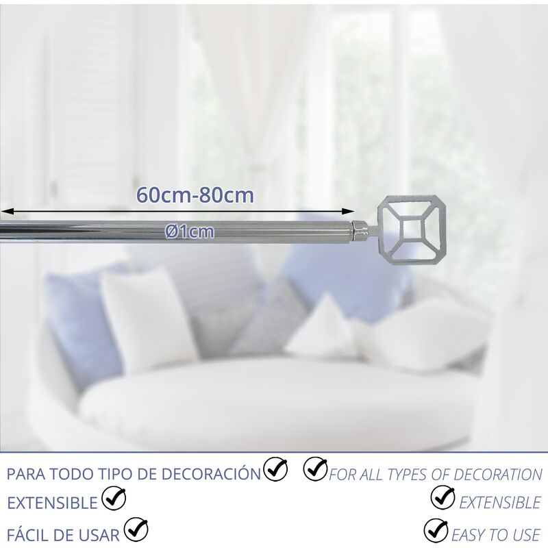 Portavisillo Decoracion 60/100Cm Extensible Presion Metal Laton