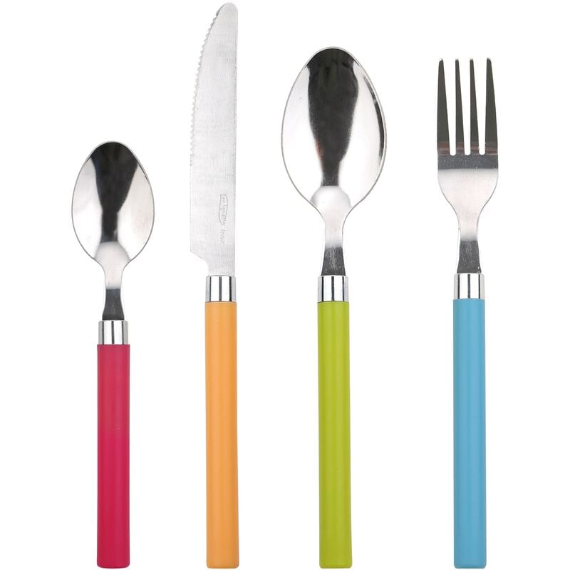 San Ignacio Energy cubertería stainless steel set 24pcs acero inoxidable con mangos multicolor polipropileno