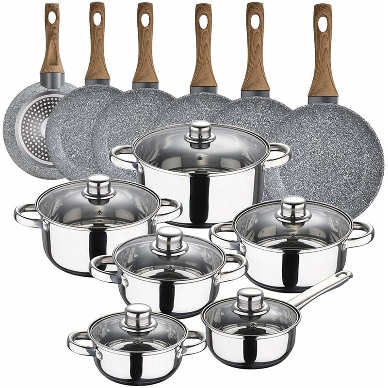 Bateria De Cocina 12 piezas san ignacio cassel en acero inoxidable con juego sartenes 182022242628 cm daimiel