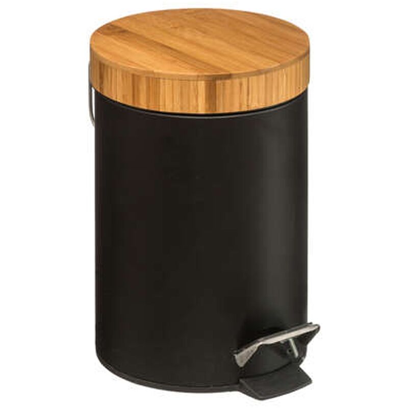 Cubo pedal 3L Metal Bamboo Negro