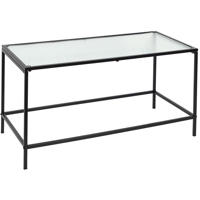 Home Deco Factory hd7193 mesa baja rosa cristal con textura para comer mueble comedor metal vidrio templado 80x40x40 cm