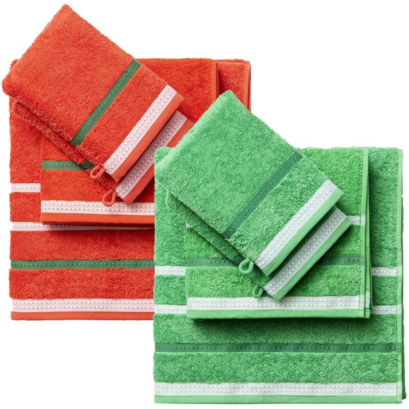 Benetton Pack De 2 set 4 piezas toallas baño cada uno en color rojo y verde a 4pc