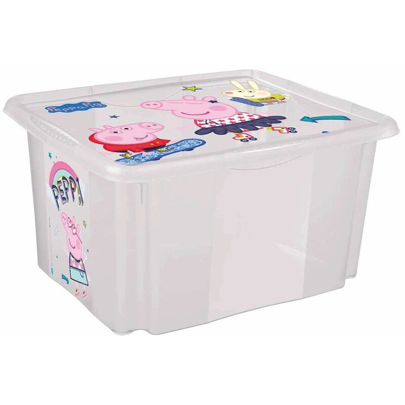 Keeeper - Caja de almacenamiento con decoración, con tapa, 24 litros, 41,5x35,5x22, estrellas, Colección Paulina