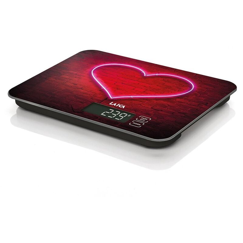 Balanza electrónica negro con corazón fucsia peso máx. 15Kg