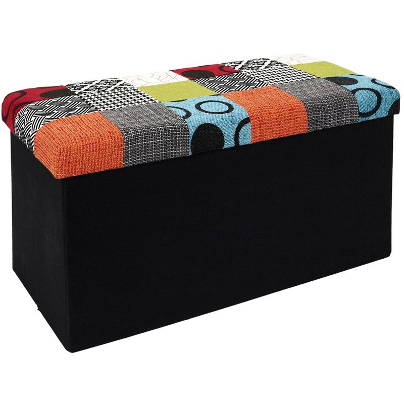 BANCO-PUF PLEGABLE PATCHWORK 76x38x38 cm