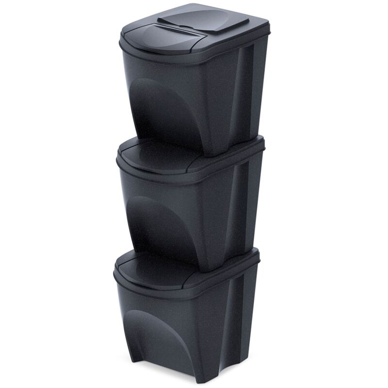 4 Cubos De Reciclaje Plástico Prosperplast Sortibox Antracita 140l