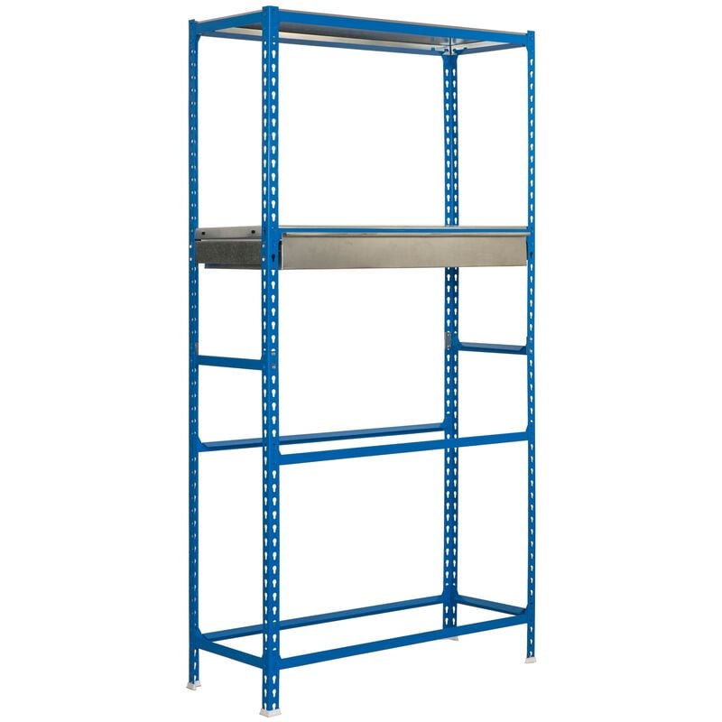 Estantería metálica simongarage box megaplus 2000x1200x400mm, color azul/ galvanizado