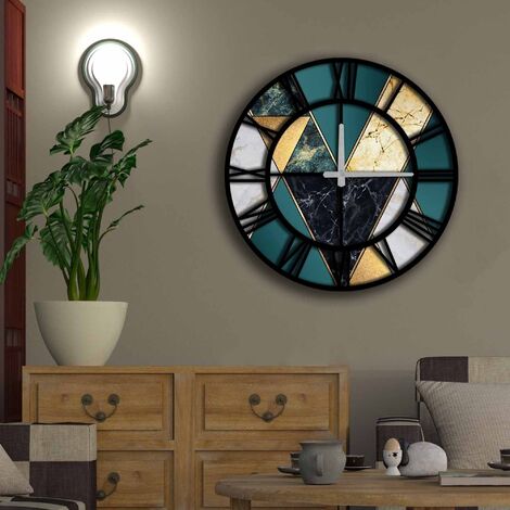 Reloj de pared grande retro redondo y triangular madera metal relojes de  pared decorativos de gran tamaño