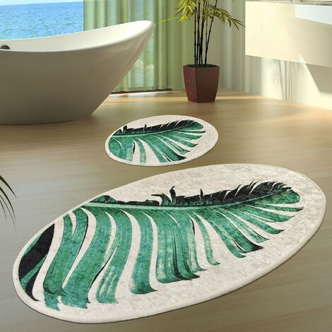 Set de alfombras de baño (2 piezas) hoja verde