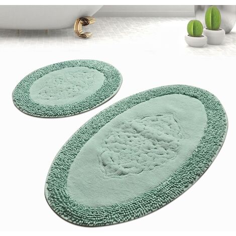Set de alfombras de baño (2 piezas) verde menta ovalado