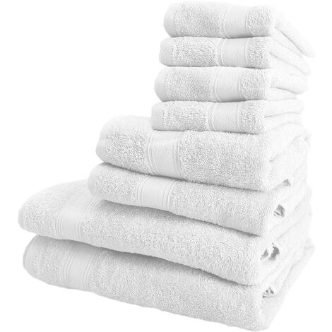 JUEGO DE 8 TOALLAS DE BAÑO: 4 toallas de cortesía 30X50 ; 2 toallas de  lavabo 50X90 ; 2 toallas de ducha 70X140CM 450 gr/m2 100% algodón TOPO -  Well-Home