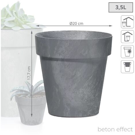 TUBUS Blumentopf Beton-Optik - 3,5 Liter, 20x20x18,7 Cm, Kunststoff