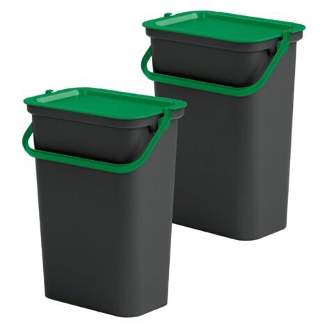Cubo de basura doble verde/blanco 50L 2x25L