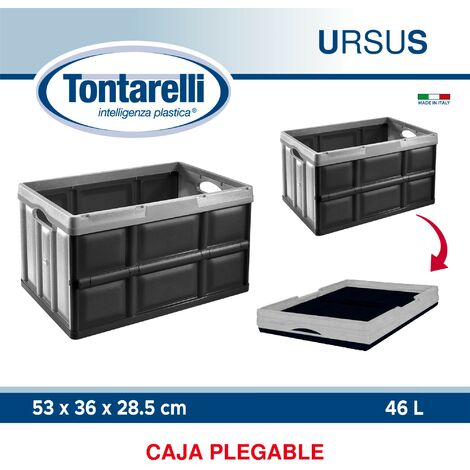 Caja plegable - 46 litros - gris claro y negro