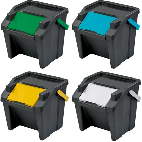 TONTARELI Lot de 2 poubelles "MODA" 40L avec poignée, couleur sauge
