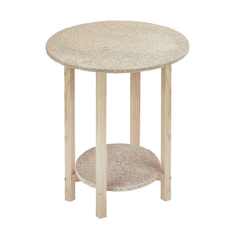 MUEBLEAR Mesa Camilla Gazte Redonda, Madera pino natural, acabado sin barniz - Ø40x75 cm