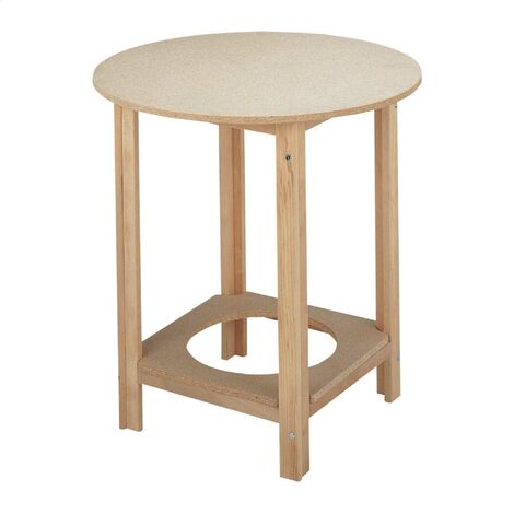 MUEBLEAR Mesa camilla redonda de madera de haya, acabado sin barniz, Natural - Ø90x75 cm