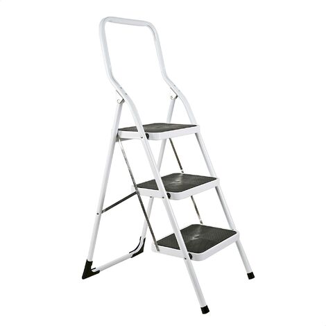MUEBLEAR Escalera metálica blanca tres peldaños
