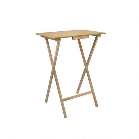 MUEBLEAR Mesa auxiliar rectangular, Madera de haya, natural 48x35x64 cm - Sin barniz