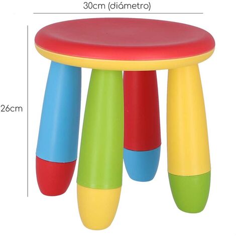 MUEBLEAR Taburete infantil redonda plástico 28x26 cm - Rojo