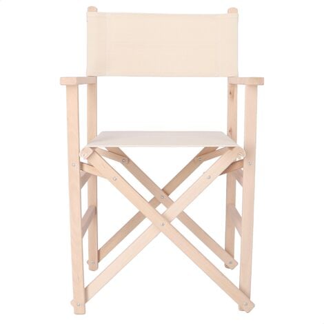 MUEBLEAR Sillón director  plegable, estructura sin barniz y lona cruda, madera de haya, 51x46x86 cm - Natural