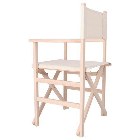 MUEBLEAR Sillón director  plegable, estructura sin barniz y lona cruda, madera de haya, 51x46x86 cm - Natural