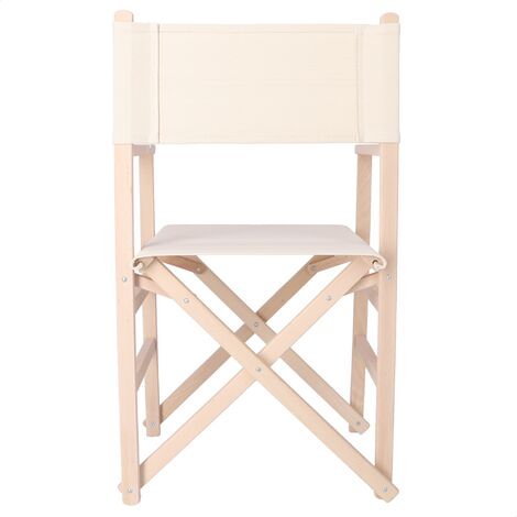 MUEBLEAR Sillón director  plegable, estructura sin barniz y lona cruda, madera de haya, 51x46x86 cm - Natural