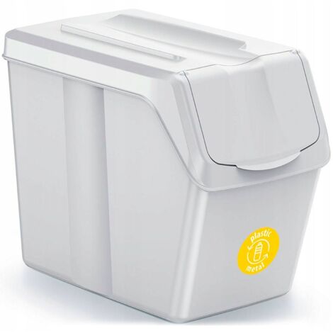 Set de 3 cubos de basura KEDEN SORTIBOX para reciclado, blanco, 60L