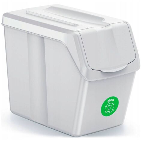 Set de 3 cubos de basura KEDEN SORTIBOX para reciclado, blanco, 60L