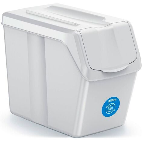 Set de 3 cubos de basura KEDEN SORTIBOX para reciclado, blanco, 60L
