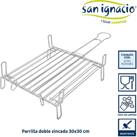 Parrilla Doble Zincada 30x30 Cm – Para Barbacoa, Colección La Dehesa