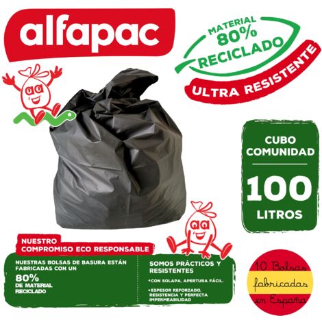 alfapac - 15 sacs-poubelle 30L à lien coulissant ultra-résistant